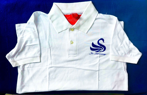 Polo short sleeved White Shirt with emblem – LARGE