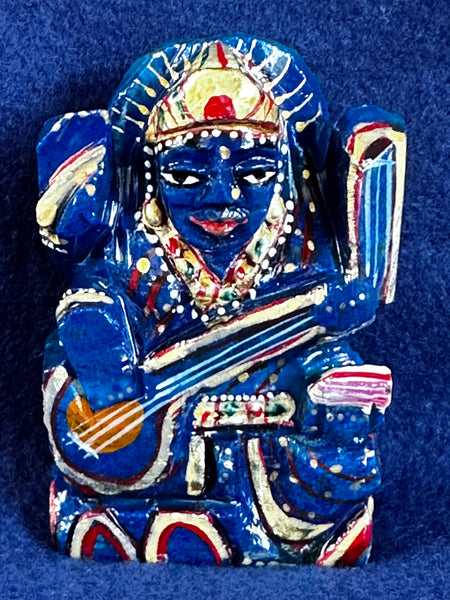 Lapis Lazuli  –– Painted Sri Maha Saraswati Devi  B(Energised and Blessed)