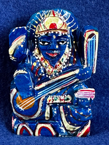 Lapis Lazuli  –– Painted Sri Maha Saraswati Devi  B(Energised and Blessed)