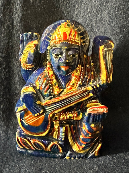 Painted Lapis Lazuli –– Saraswati (Blessed and energized Prasadam)