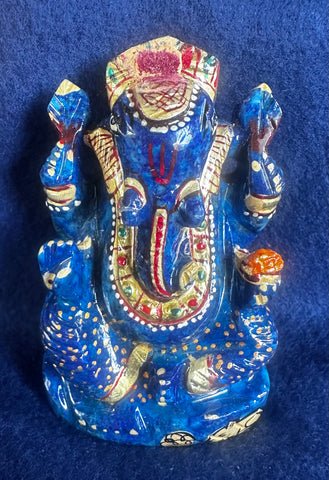 Lapis Lazuli –– Painted Sri Ganesha B ( energised and Blessed)