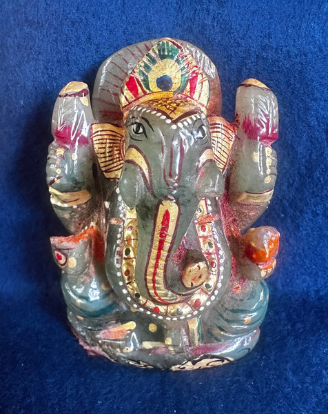 Green Jade –– Painted and decorated Ganesha A (Energised and Blessed)