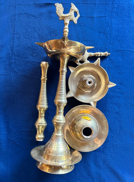 Brass Lamp –– Tall –– Peacock Head