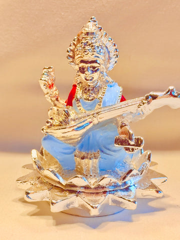 Saraswati Devi in Blue – Black Resin (Blessed)