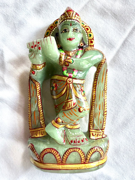 Painted Green Jade Krishna