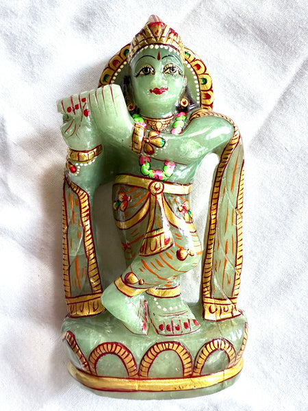 Painted Green Jade Krishna