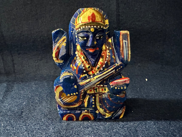 Lapiz Lazuli Saraswati Devi – Painted and Decorated