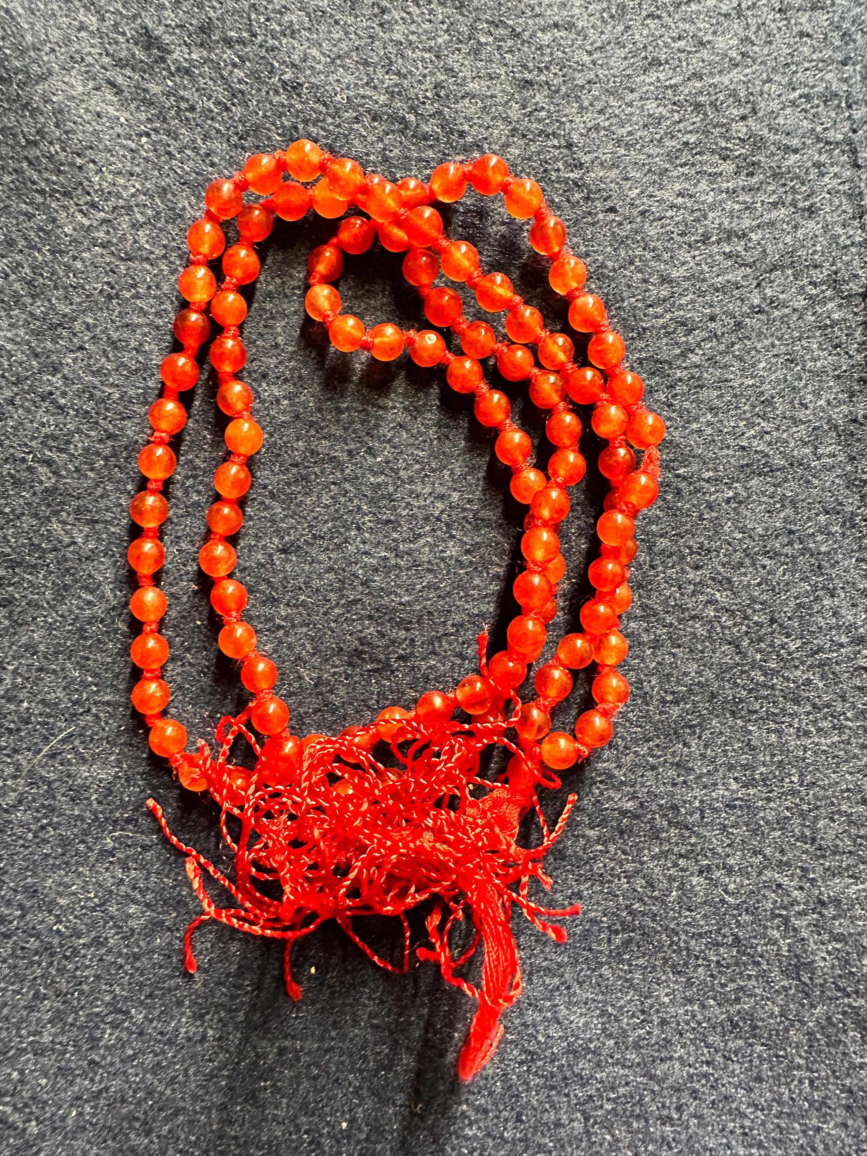Carnelian Mala (108 Beads on Knotted Thread) – Small Beads - The Amma Store