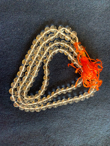 Quartz Crystal Mala (108 Beads on Silk Thread)