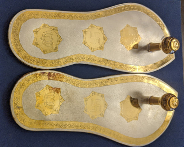 Energized Silver with Gold Trim Life-Size Guru Padukas – Blessed Prasadam