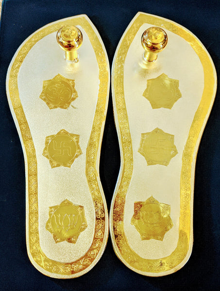 Energized Silver with Gold Trim Life-Size Guru Padukas – Blessed Prasadam