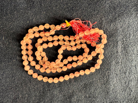 Rose Quartz Mala ( 6MM 108 Beads on knotted Thread)