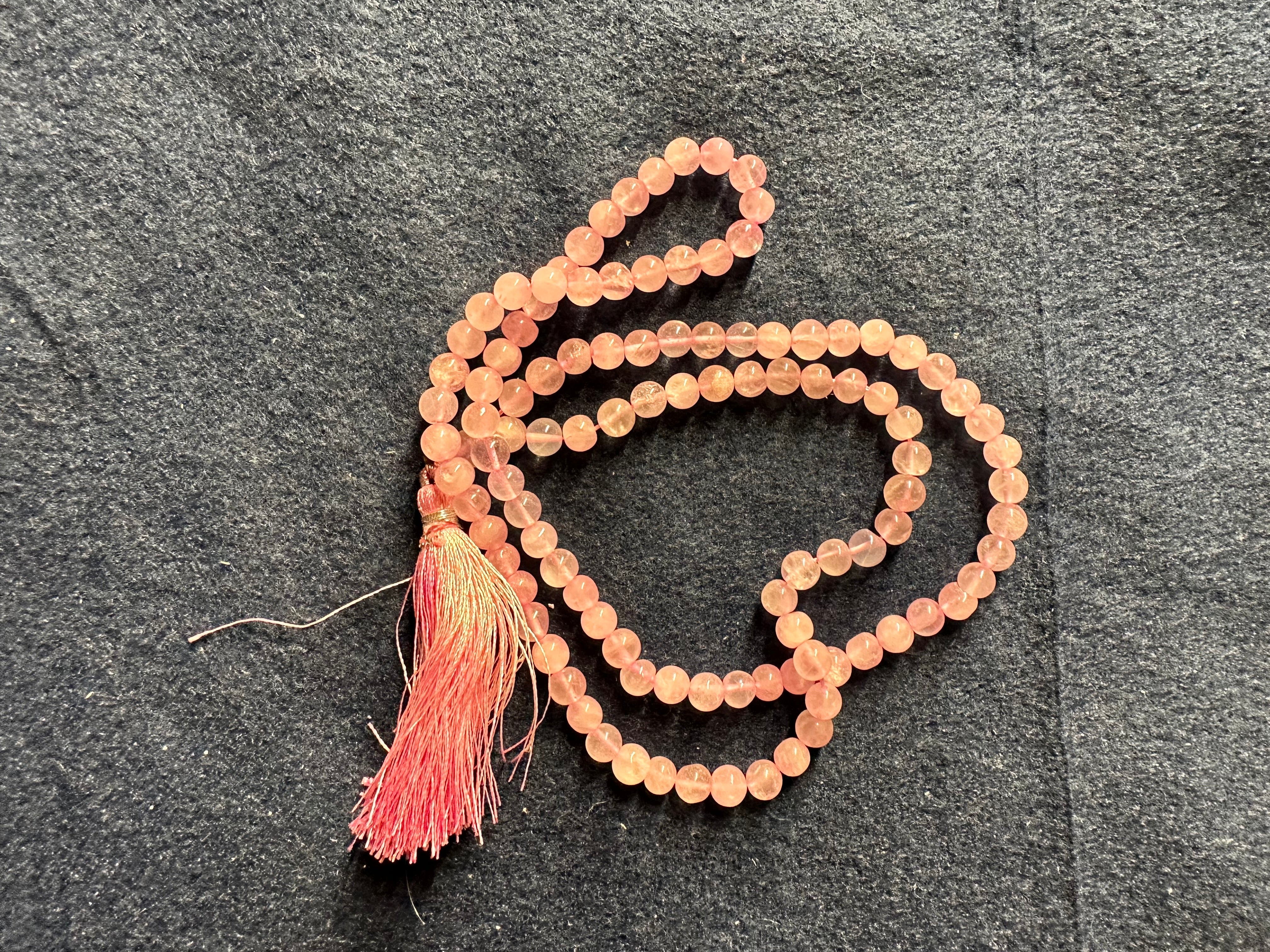 Rose Quartz Mala ( 7MM 108 Beads on Thread)