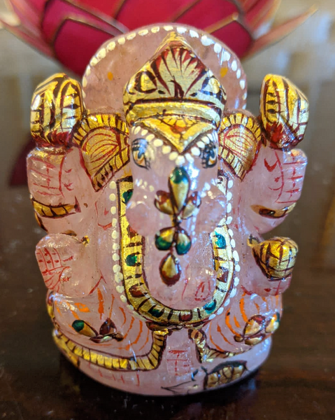 Rose Quartz Painted Decorated Ganesha