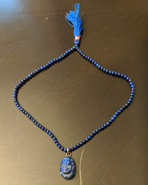 Lapiz Lazuli Japamala with Lapiz Ganesha Pendant – 54 beads