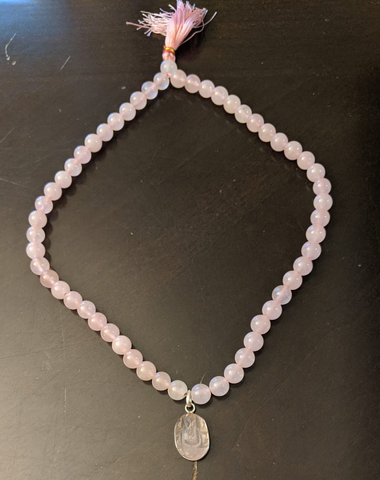 PINK QUARTZ CRYSTAL WITH GANESHA – 54 BEADS