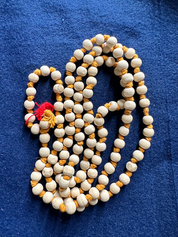 Tulsi Mala (108 Beads knotted on Yellow Cotton Thread)