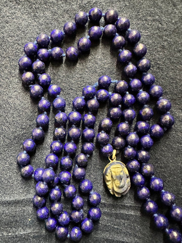 Lapis Lazuli Mala with Ganesha (108 Beads)