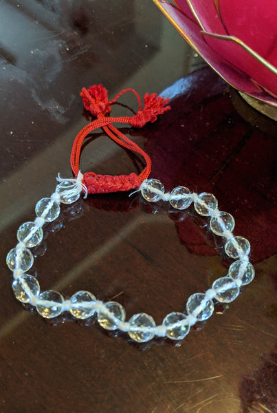 Quartz Crystal Japa Mala (27 Beads on Cotton Thread) – Bracelet