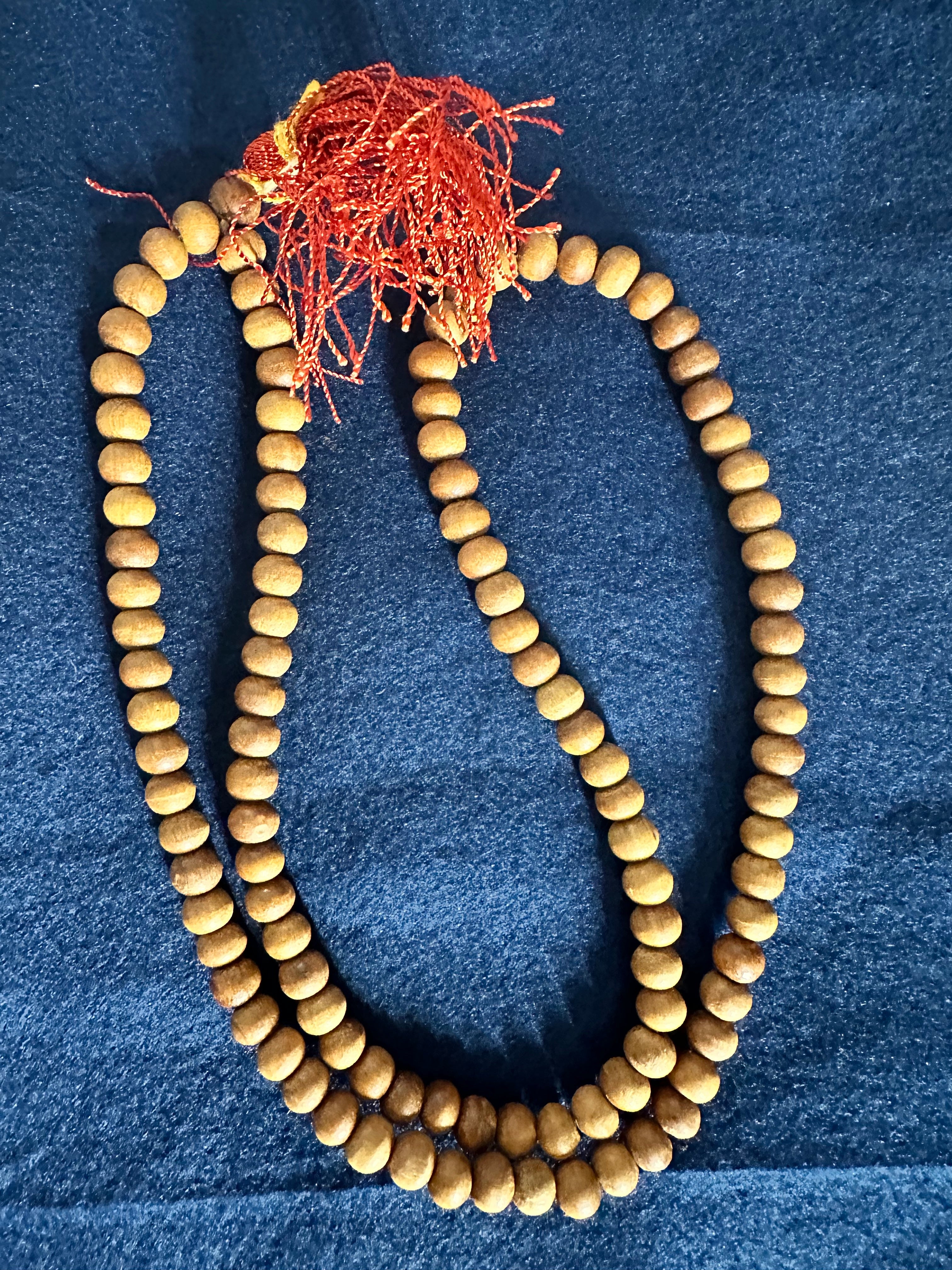 Sandalwood Mala (108 Beads on Cotton Thread) - The Amma Store